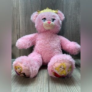Disney Princess Sparkle Pink Build A Bear w/Crown Plush Toy Stuffed Anim…